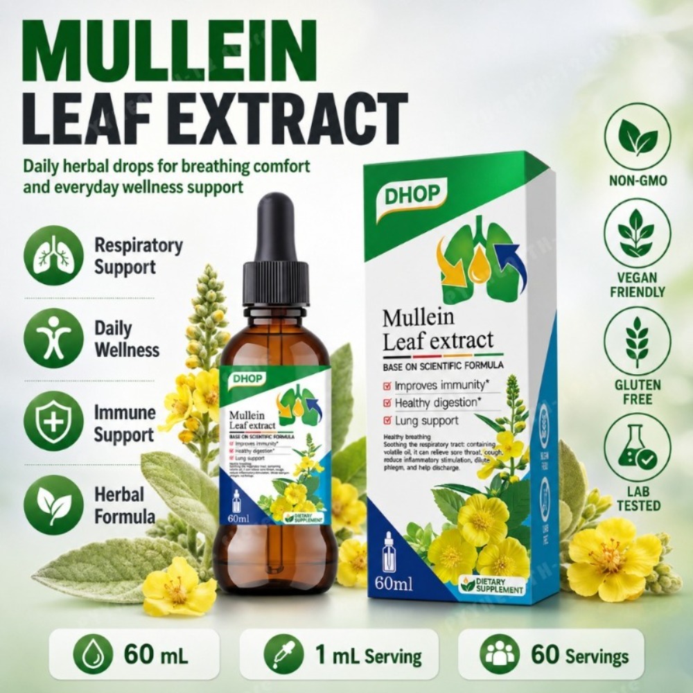 Licorice Root Extract - สารสกัดจากใบมัลเลนแบบหยด 60 มล. อาหารเสริมสมุนไพรชนิดน้ำ ผสมรากชะเอมเทศและรากอัสตราการาลัส บำรุงสุขภาพประจำวันสำหรับผู้ใหญ่