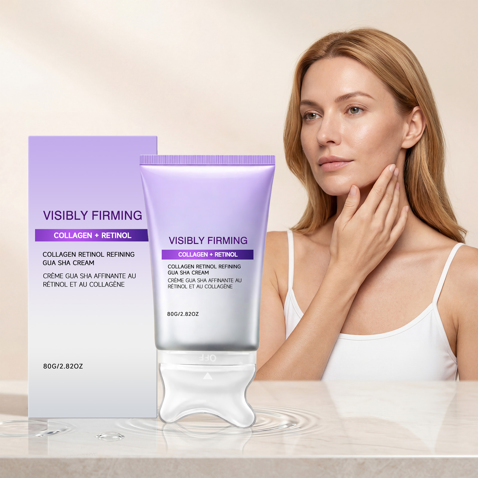 Skincare Retinol - ครีมกระชับผิวหน้า พร้อมที่ขูดและนวด ยกกระชับผิว ลดรอยหย่อนคล้อย บริเวณใบหน้า แก้ม
