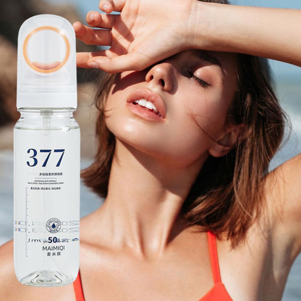 Spf 50 Sunscreen - 90ml 377 ผิวหน้าไวท์เทนนิ่งครีมกันแดดสเปรย์ต่อต้านริ้วรอย Anti-Aging Multi-Effect การแยก