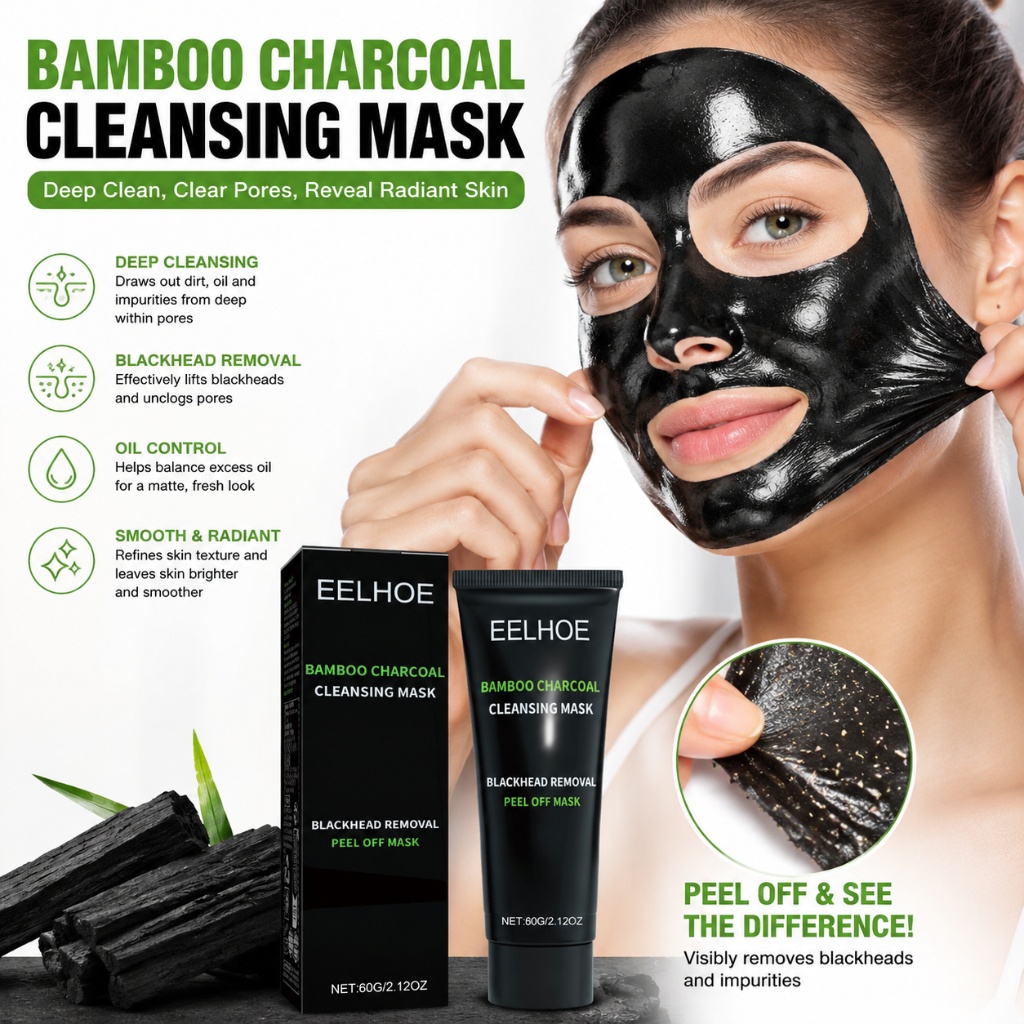Mud Mask Kaolin - มาส์กโคลนลอกออกสูตรถ่านไม้ไผ่ 60 กรัม สำหรับกำจัดสิวเสี้ยน ทำความสะอาดล้ำลึก ปรับสมดุลน้ำมัน